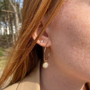 Créoles solis plaqué or 18 carats - soleil pavé cristaux