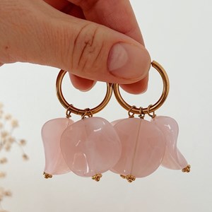 Boucles d'oreilles créoles en acier inoxydable doré edwige roses Rose Tendre
