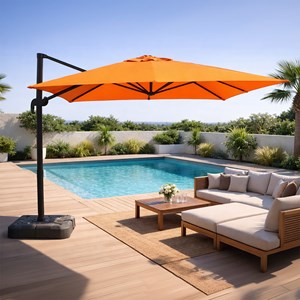 Palatino parasol carré 3x3 déporté rotatif orange en aluminium