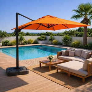 Palatino parasol carré 3x3 déporté rotatif orange en aluminium