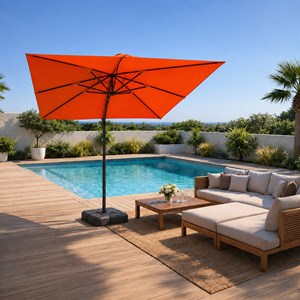 Palatino parasol carré 3x3 déporté rotatif orange en aluminium