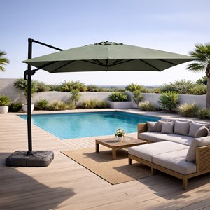 Palatino parasol carré 3x3 déporté rotatif vert en aluminium