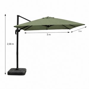 Palatino parasol carré 3x3 déporté rotatif vert en aluminium