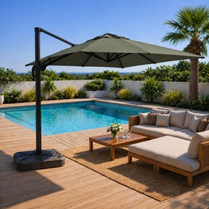 Palatino parasol carré 3x3 déporté rotatif vert en aluminium