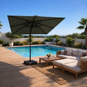 Palatino parasol carré 3x3 déporté rotatif vert en aluminium