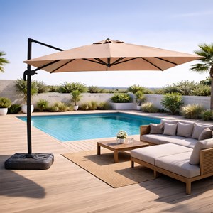 Palatino parasol carré 3x3 déporté rotatif taupe en aluminium