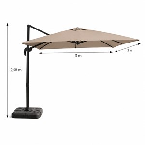 Palatino parasol carré 3x3 déporté rotatif taupe en aluminium