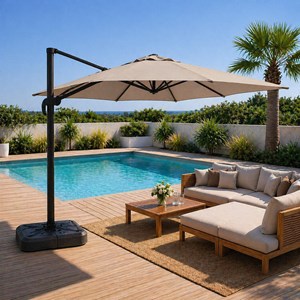 Palatino parasol carré 3x3 déporté rotatif taupe en aluminium