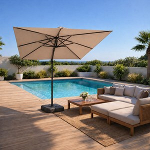 Palatino parasol carré 3x3 déporté rotatif taupe en aluminium