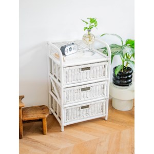 Commode en rotin peint blanc n°614