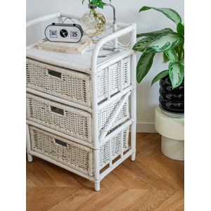 Commode en rotin peint blanc n°614