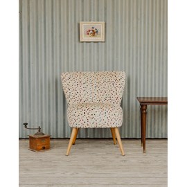 Fauteuil en tissu beige coloré n°1207