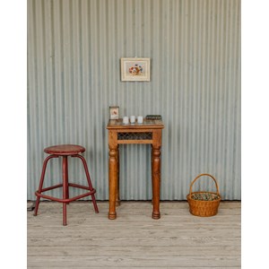 Table d'appoint en bois et céramique n°901