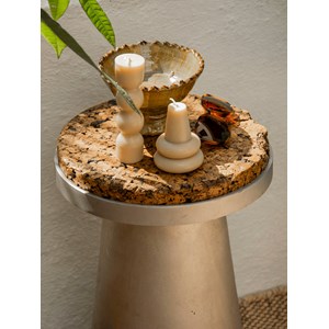 Table d'appoint en aluminium et liège n°1327
