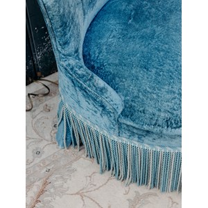 Fauteuil crapaud bleu velours n°920