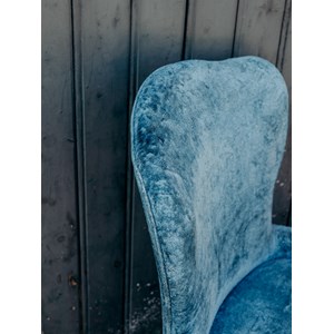 Fauteuil crapaud bleu velours n°920