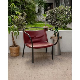 Fauteuil en cuir bordeaux n°1204