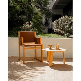 Fauteuil musa en cuir camel n°1194