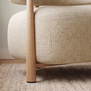Fauteuil tissu écru pieds métal
