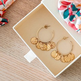 Boucles d'oreilles créoles dorées en acier inoxydable line