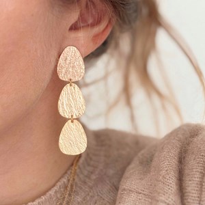 Boucles d'oreilles pendantes avec double pendentifs dorés nour longues