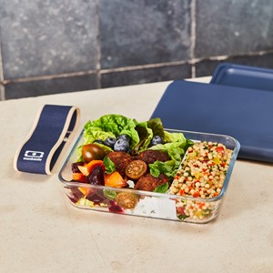 Lunch box verre 600 ml bleu