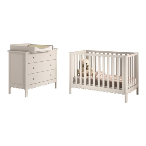 JAXX - Ensemble chambre swingo lit bébé 60x120 + commode + plan à langer clay