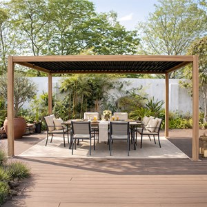 Rhodes pergola bioclimatique structure et lames orientables en aluminium effet b