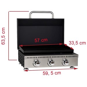 Plancha gaz imor 3 brûleurs 9kw - plaque acier émaillé 57cm - cuisine saine
