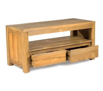 Meuble tv en teck brut massif 105 cm