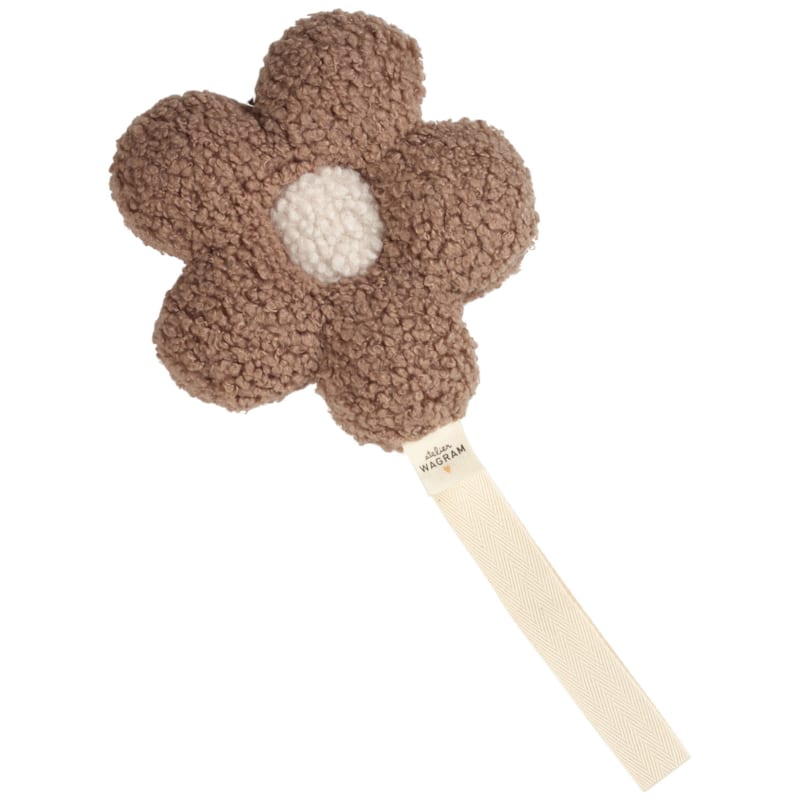 Attache tétine fleur moumoute beige-ecru