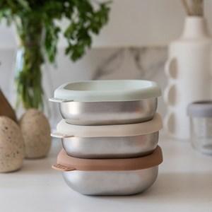 Lot de 3 boîtes repas inox natural set