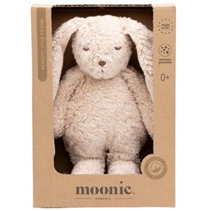 Petit lapin sensoriel en coton bio sable