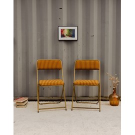 Paire de chaises dorées et à rayures n°1512