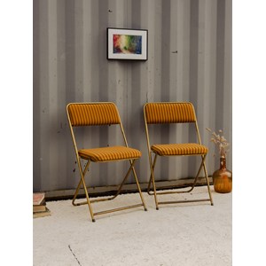 Paire de chaises dorées et à rayures n°1512