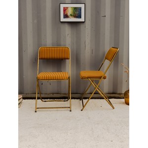 Paire de chaises dorées et à rayures n°1512
