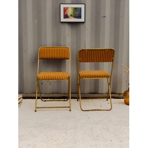 Paire de chaises dorées et à rayures n°1512