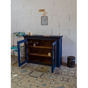 Vitrine en bois bleu foncé n°230