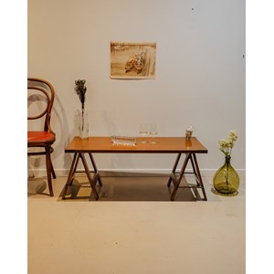 Table basse sur tréteaux en bois n°917