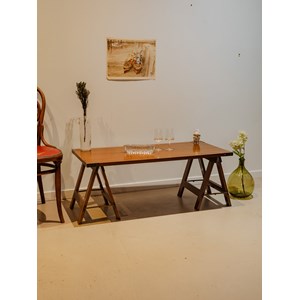 Table basse sur tréteaux en bois n°917
