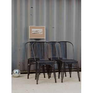 Lot de 4 chaises en acier gris n°1511