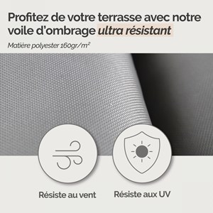 Voile ombrage carré - 3x3m gris