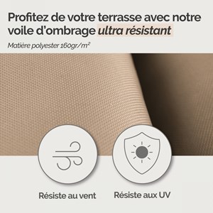 Voile ombrage carré - 2x2m Taupe