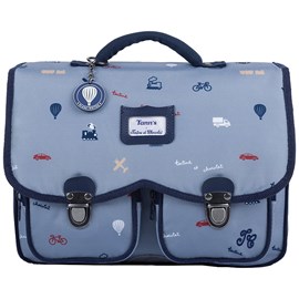 Cartable x tartine et chocolat globe-trotter bleu (33 cm)