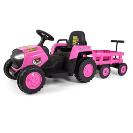 Tracteur rose avec remorque