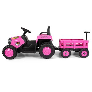 Tracteur rose avec remorque