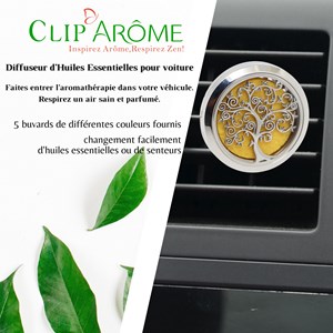 Diffuseur voiture clip'arôme arbre de vie + 3 he + buvards