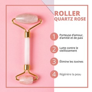 Trio quartz rose gua sha + roller + champi masseurs visage