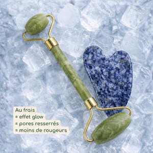 Duo gua sha sodalite bleue + masseurs roller jade vert