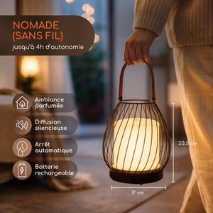 Diffuseur lanterne nomade sans fil milano + 3 he 100% naturelles